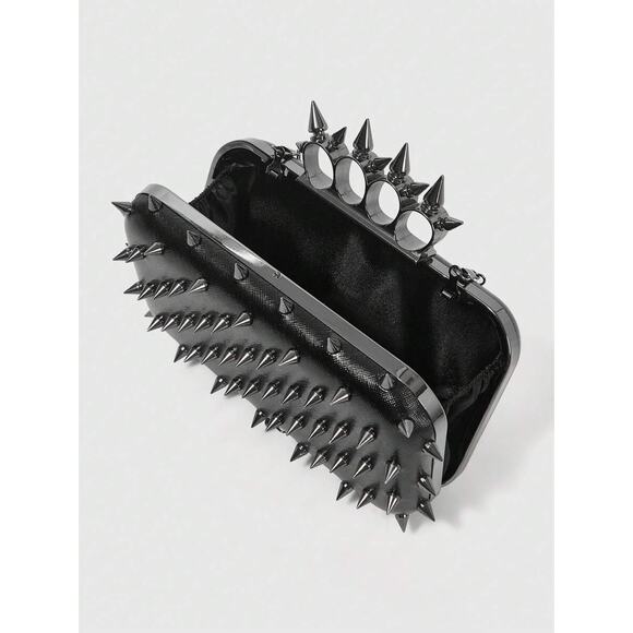 Goth Emo Punk Rock Spike Clutch Purse Crossbody - Picture 4 of 5